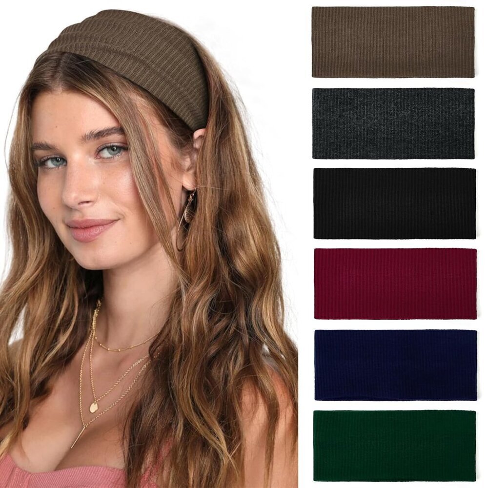 Headbands for Women Wide Non Slip Boho Head Bands Elastic Thick Soft Hairbands F